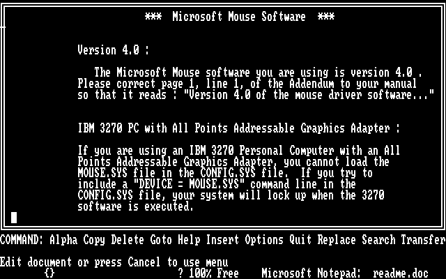 Microsoft Mouse 4.0 - Notepad